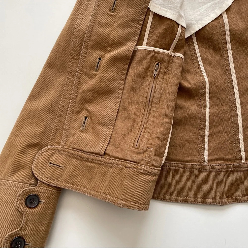 Cole Haan Tan Designer Denim Jean Jacket Size S Small - Picture 7 of 12